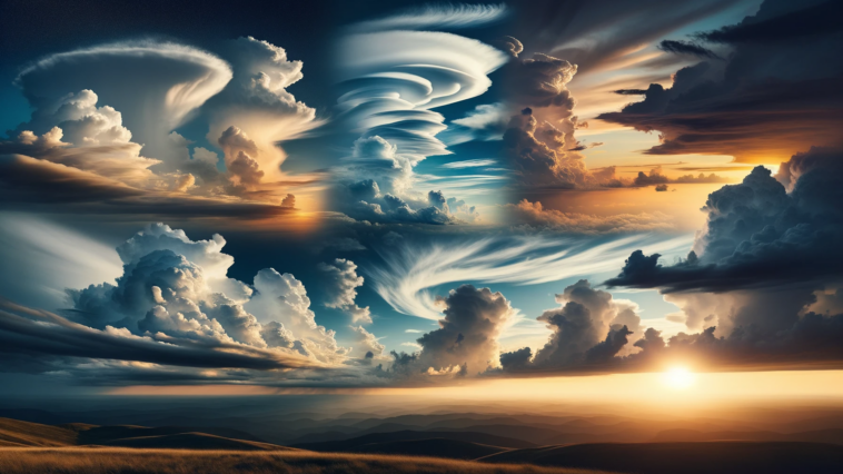 Obraz pokazujący rodzaje chmur w przyrodzie, które zawiera atlas chmur w tym artykule.