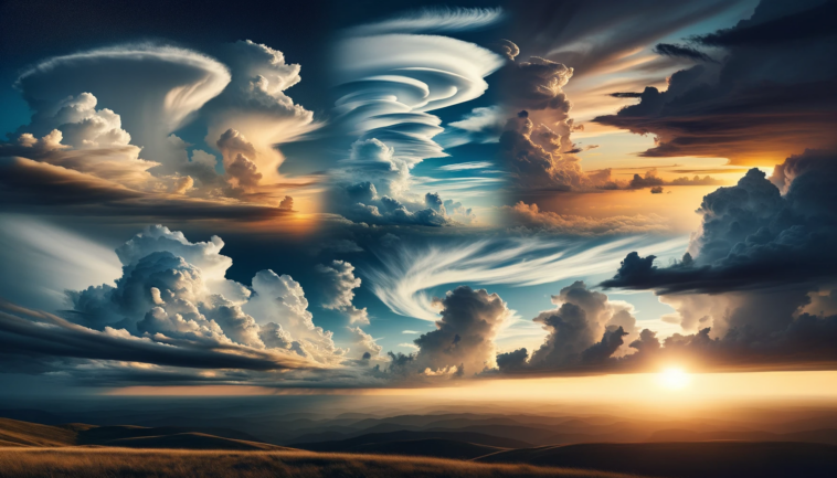 Obraz pokazujący rodzaje chmur w przyrodzie, które zawiera atlas chmur w tym artykule.